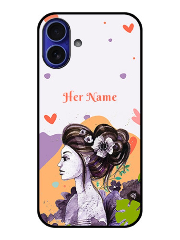 Custom iPhone 16 Plus Custom Metal Phone Case - Woman And Nature Design
