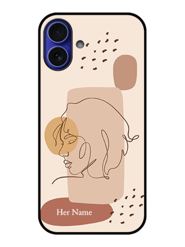 Custom iPhone 16 Plus Custom Metal Phone Case - Calm Woman Line Art Design