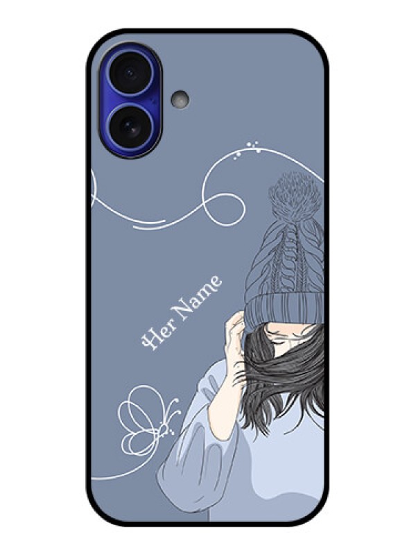 Custom iPhone 16 Plus Custom Metal Phone Case - Girl In Winter Outfit Design