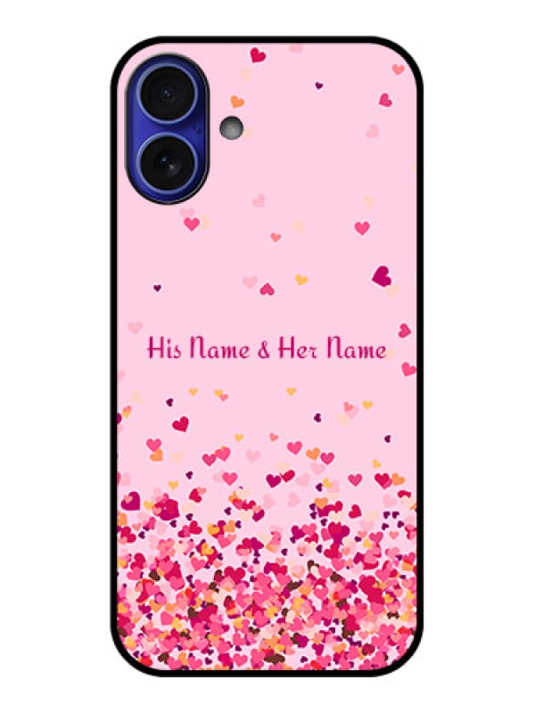 Custom iPhone 16 Plus Custom Metal Phone Case - Floating Hearts Design