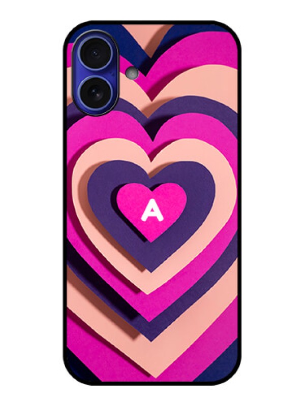 Custom iPhone 16 Plus Custom Metal Phone Case - Cute Heart Pattern Design