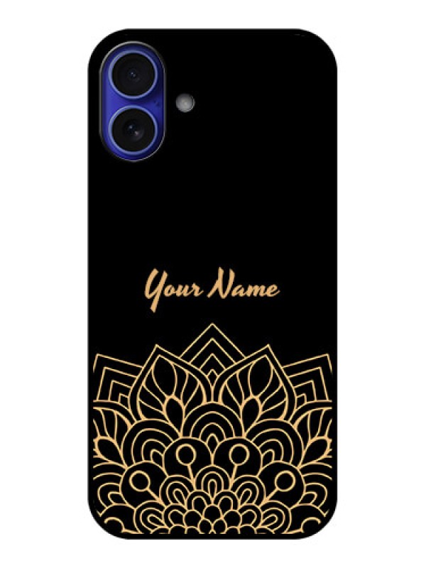 Custom iPhone 16 Plus Custom Metal Phone Case - Golden Mandala Design