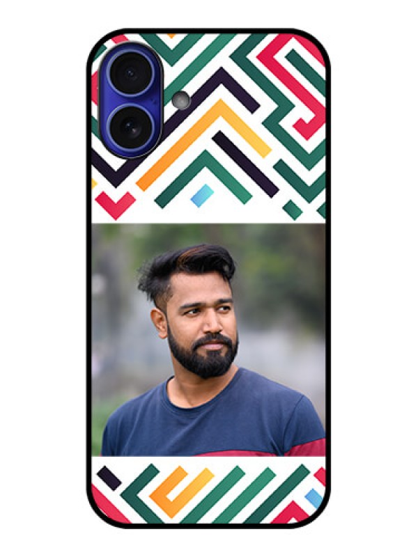 Custom iPhone 16 Plus Custom Metal Phone Case - Colorful Maze Pattern Design