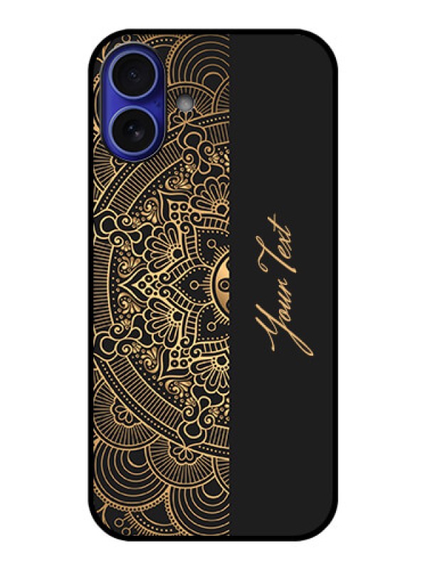 Custom iPhone 16 Plus Custom Metal Phone Case - Mandala Art With Custom Text Design