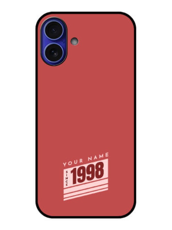 Custom iPhone 16 Plus Custom Metal Phone Case - Red Custom Year Of Birth Design