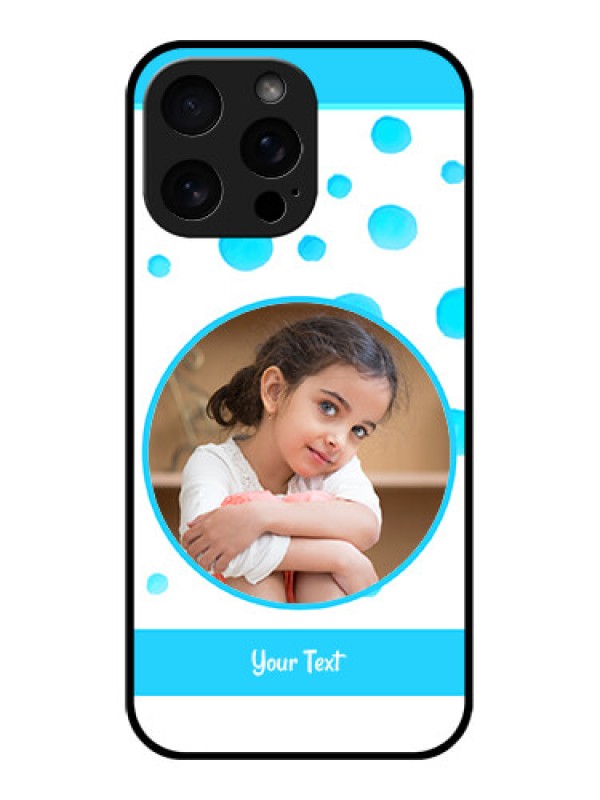 Custom iPhone 16 Pro Max Custom Metal Phone Case - Blue Bubbles Pattern Design