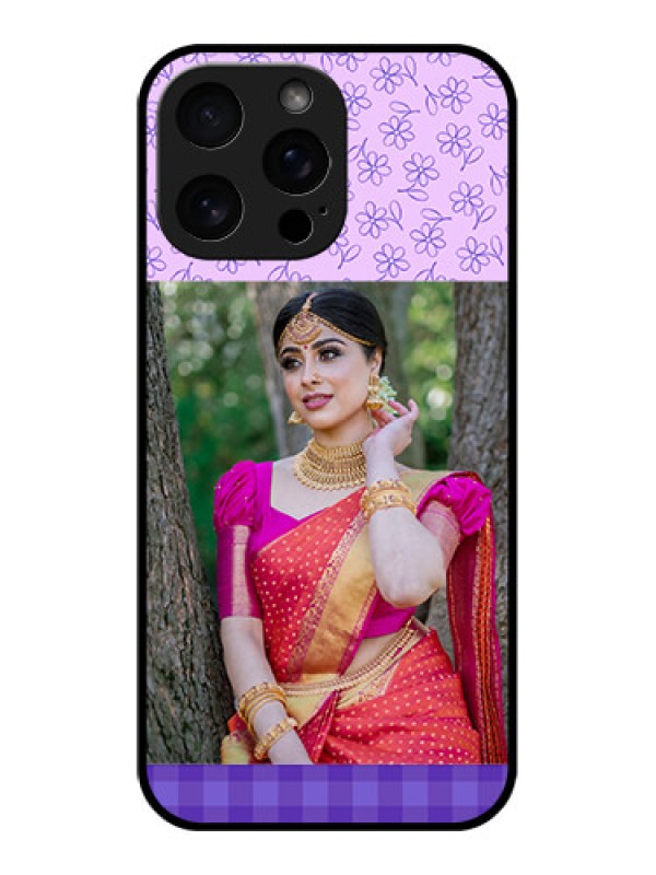 Custom iPhone 16 Pro Max Custom Metal Phone Case - Purple Floral Design