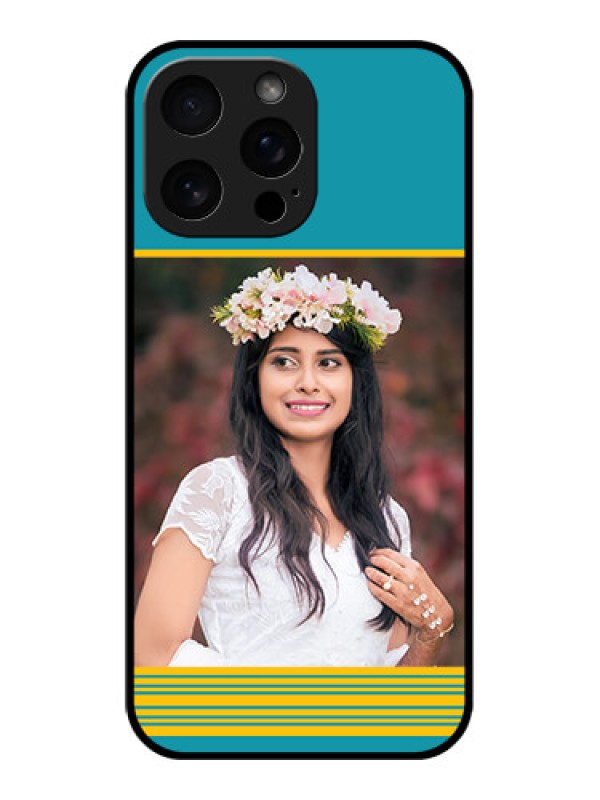 Custom iPhone 16 Pro Max Custom Metal Phone Case - Yellow and Blue Design