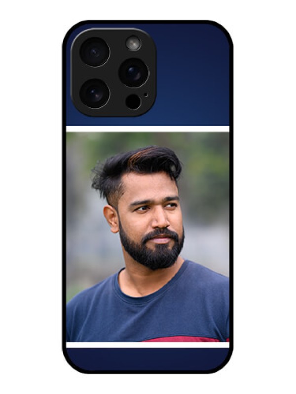 Custom iPhone 16 Pro Max Custom Metal Phone Case - Simple Royal Blue Design