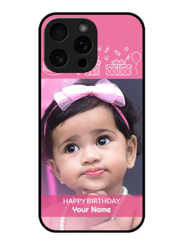 Custom iPhone 16 Pro Max Custom Metal Phone Case - With Birthday Line Art Design