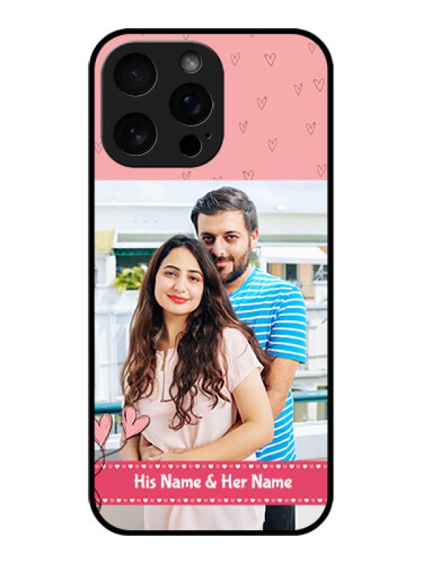 Custom iPhone 16 Pro Max Custom Metal Phone Case - Love Design Peach Color