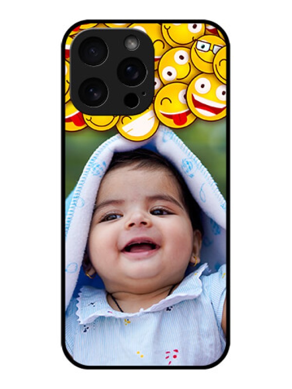 Custom iPhone 16 Pro Max Custom Metal Phone Case - With Smiley Emoji Design