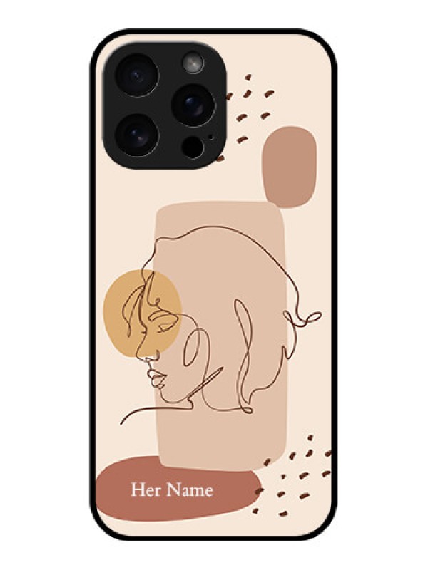 Custom iPhone 16 Pro Max Custom Metal Phone Case - Calm Woman Line Art Design