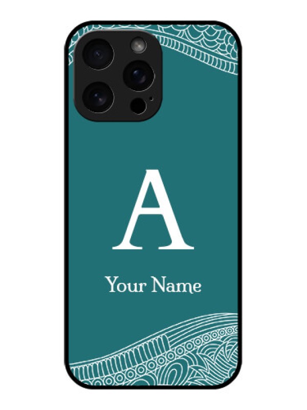 Custom iPhone 16 Pro Max Custom Metal Phone Case - Line Art Pattern With Custom Name Design