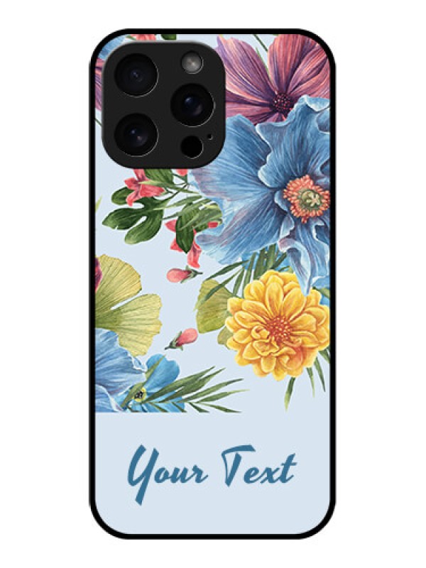 Custom iPhone 16 Pro Max Custom Metal Phone Case - Stunning Watercolored Flowers Painting Design