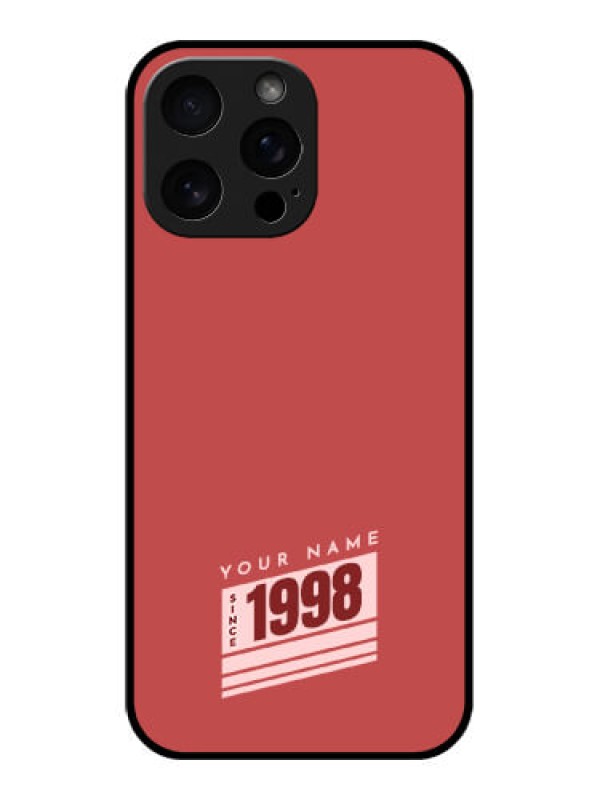 Custom iPhone 16 Pro Max Custom Metal Phone Case - Red Custom Year Of Birth Design