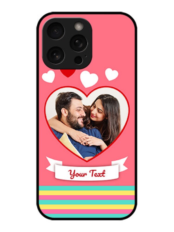 Custom iPhone 16 Pro Custom Metal Phone Case - Love Shapes Doodle Design