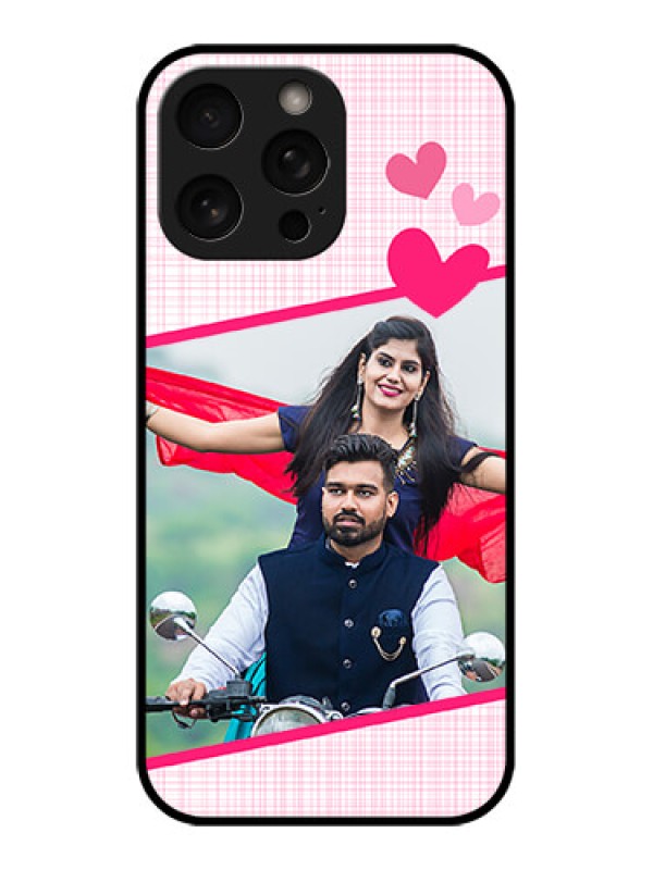 Custom iPhone 16 Pro Custom Metal Phone Case - Love Shape Heart Design