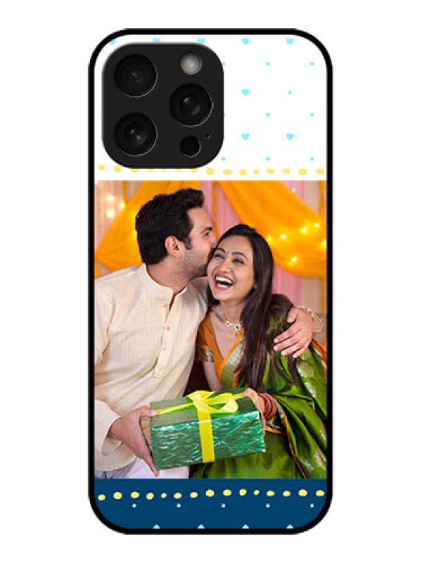 Custom iPhone 16 Pro Custom Metal Phone Case - White And Blue Abstract Design