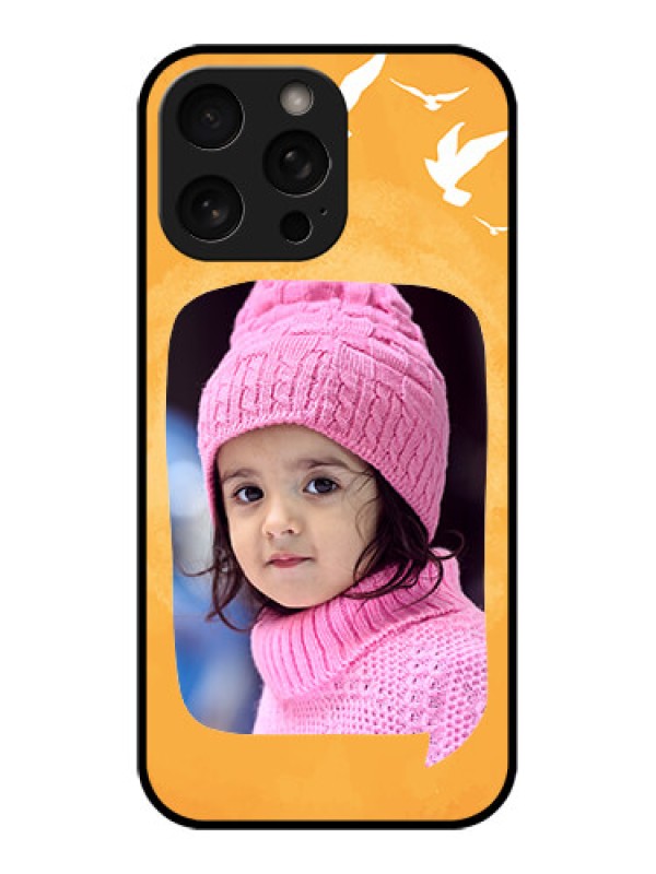 Custom iPhone 16 Pro Custom Metal Phone Case - Water Color Design With Bird Icons