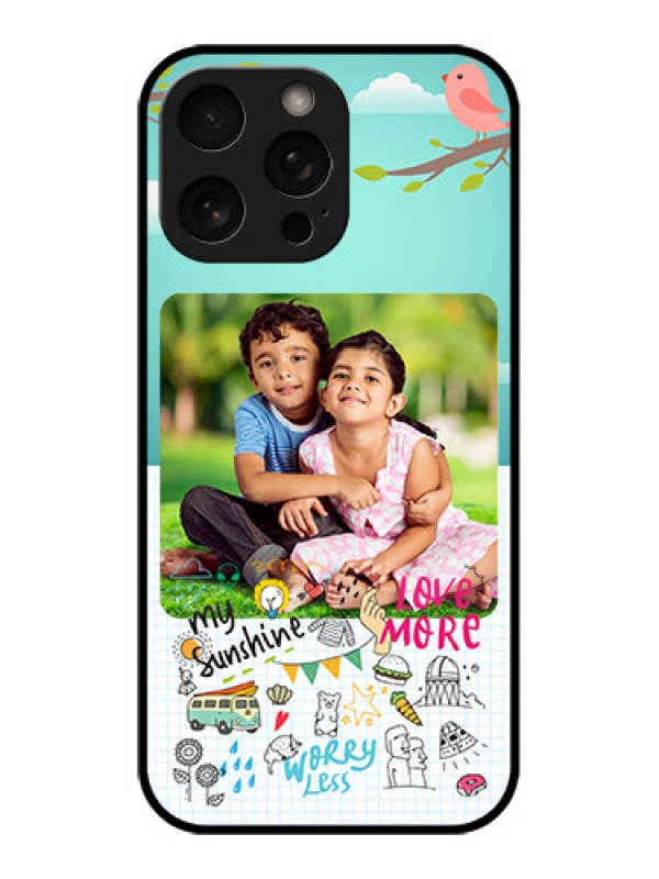 Custom iPhone 16 Pro Custom Metal Phone Case - Doodle Love Design