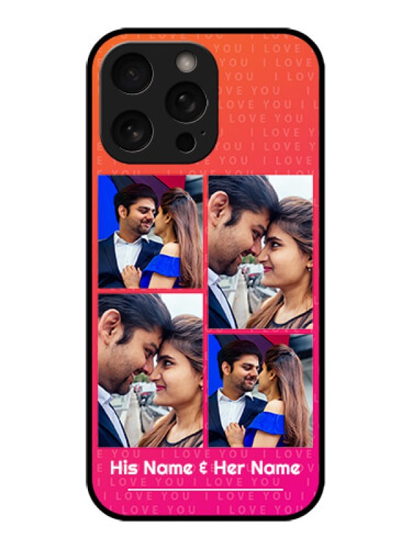 Custom iPhone 16 Pro Custom Metal Phone Case - I Love You Pink Design