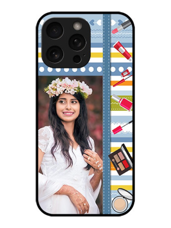 Custom iPhone 16 Pro Custom Metal Phone Case - Makeup Icons Design