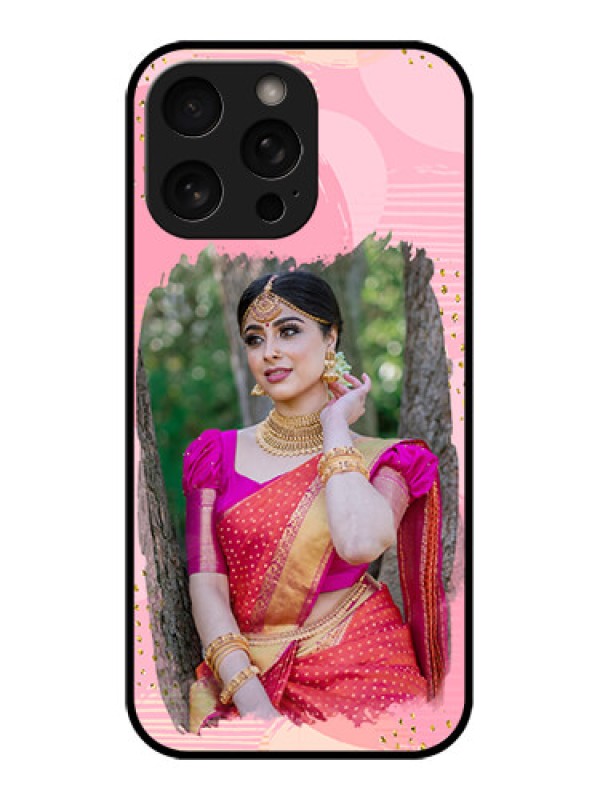 Custom iPhone 16 Pro Custom Metal Phone Case - Gold Glitter Splash Design