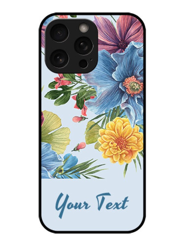 Custom iPhone 16 Pro Custom Metal Phone Case - Stunning Watercolored Flowers Painting Design