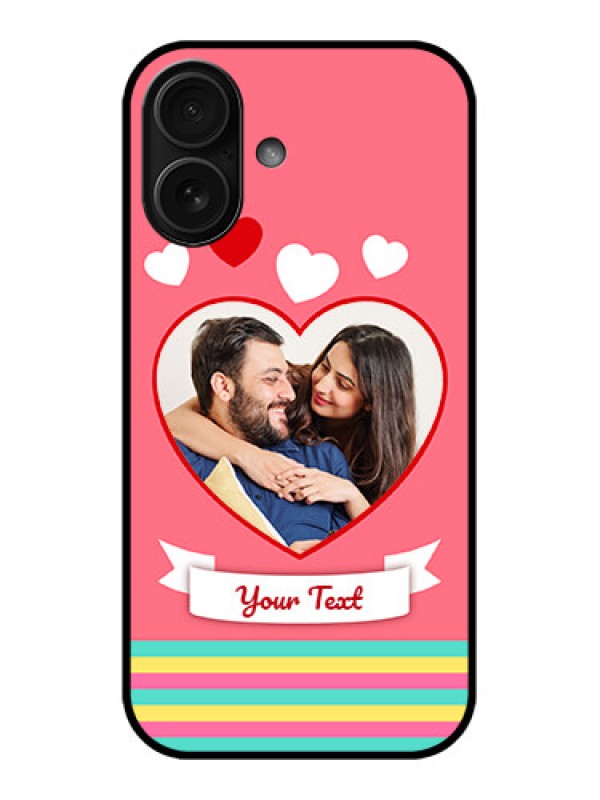 Custom iPhone 16 Custom Metal Phone Case - Love Shapes Doodle Design