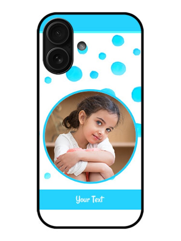Custom iPhone 16 Custom Metal Phone Case - Blue Bubbles Pattern Design