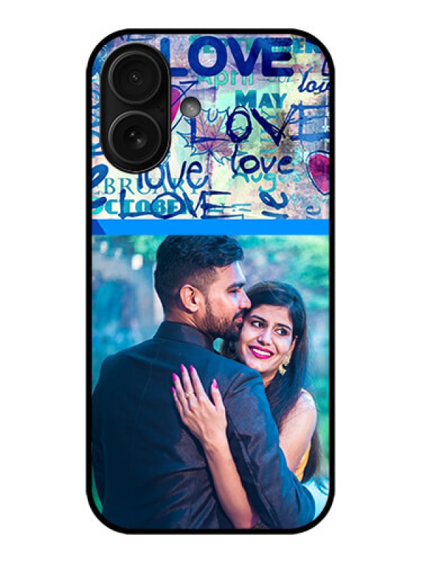 Custom iPhone 16 Custom Metal Phone Case - Colorful Love Design