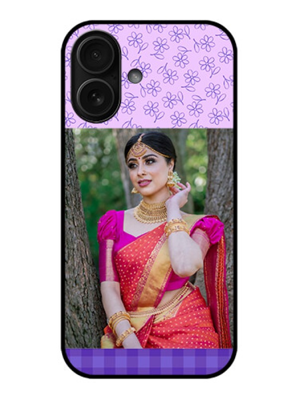 Custom iPhone 16 Custom Metal Phone Case - Purple Floral Design