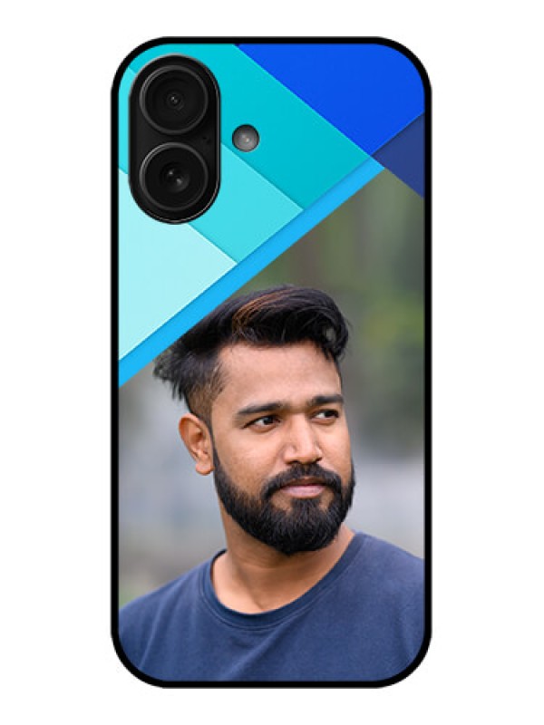 Custom iPhone 16 Custom Metal Phone Case - Blue Pattern Design