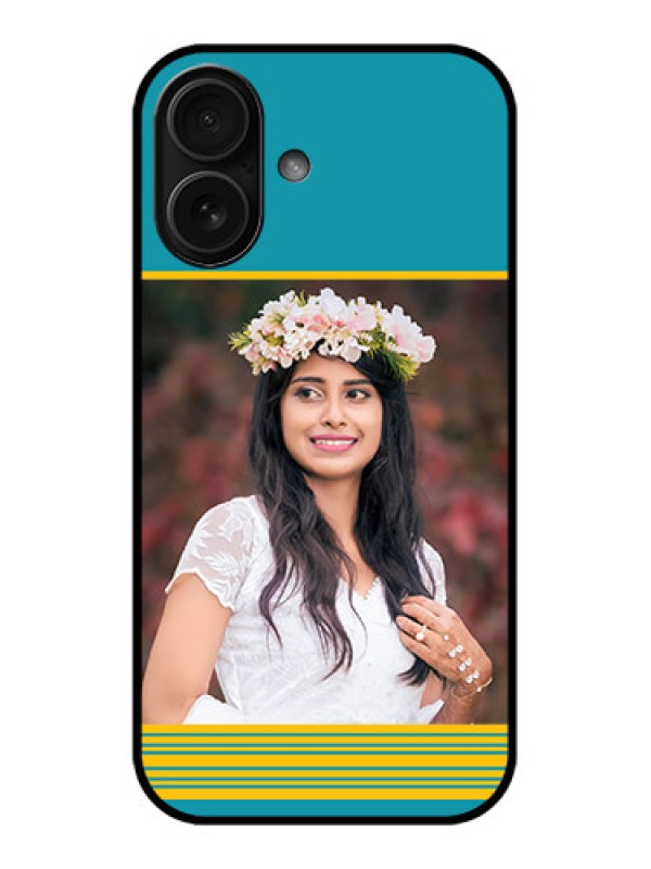 Custom iPhone 16 Custom Metal Phone Case - Yellow and Blue Design