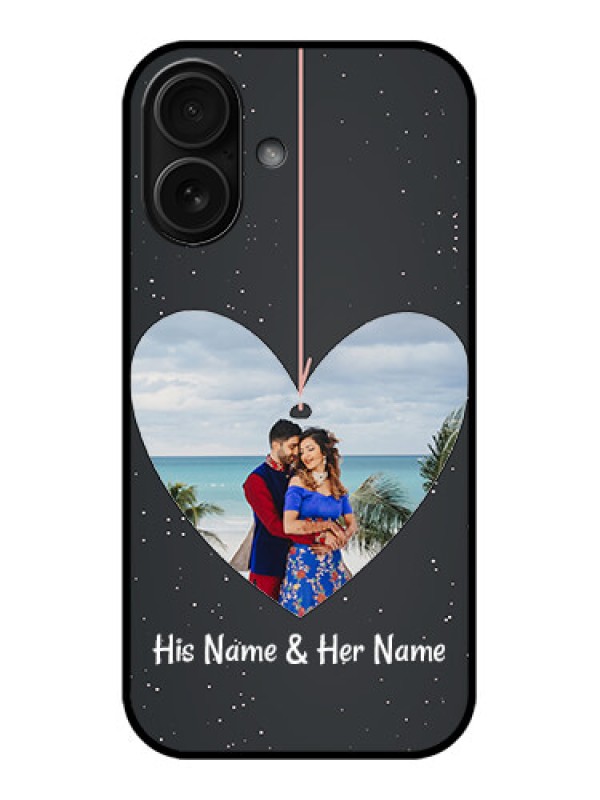 Custom iPhone 16 Custom Metal Phone Case - Hanging Heart Design