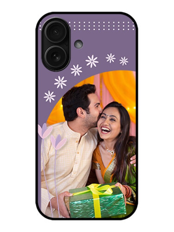 Custom iPhone 16 Custom Metal Phone Case - Lavender Flowers Design