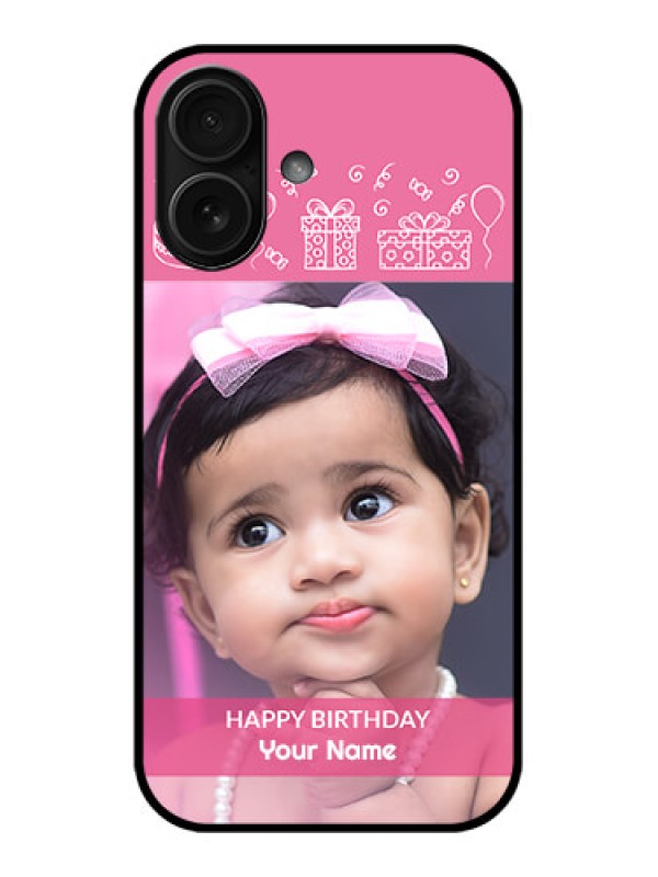 Custom iPhone 16 Custom Metal Phone Case - With Birthday Line Art Design