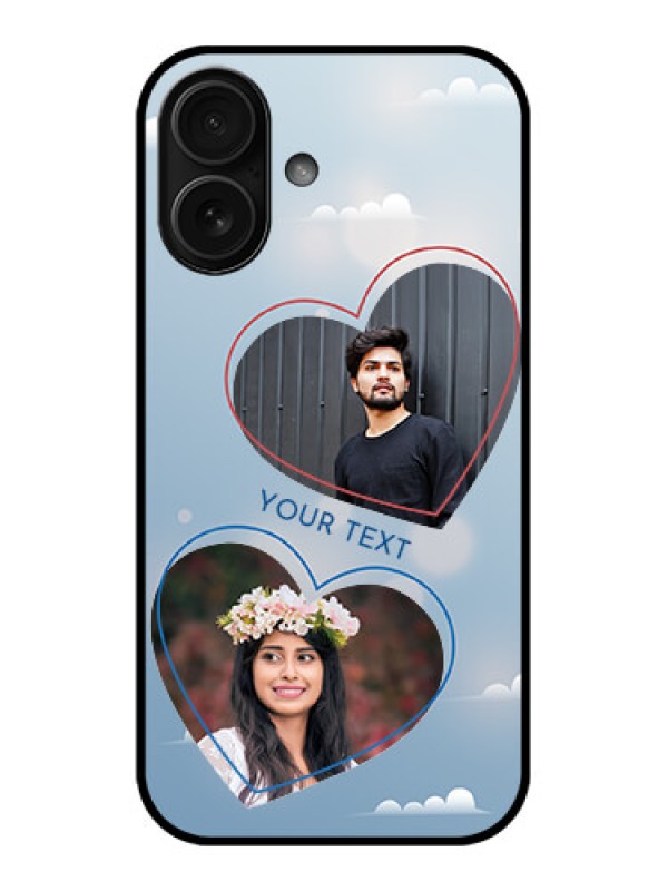 Custom iPhone 16 Custom Metal Phone Case - Blue Color Couple Design