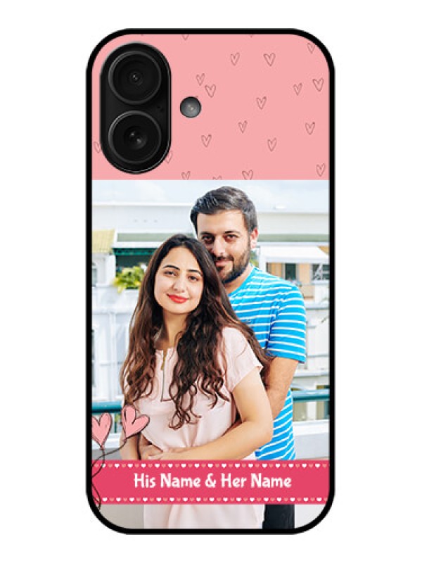 Custom iPhone 16 Custom Metal Phone Case - Love Design Peach Color