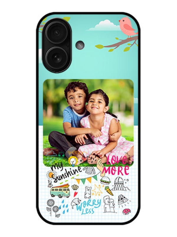 Custom iPhone 16 Custom Metal Phone Case - Doodle Love Design