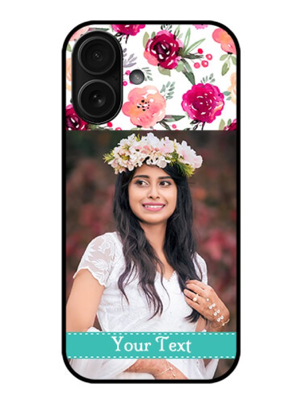 Custom iPhone 16 Custom Metal Phone Case - Water Colors Floral Design