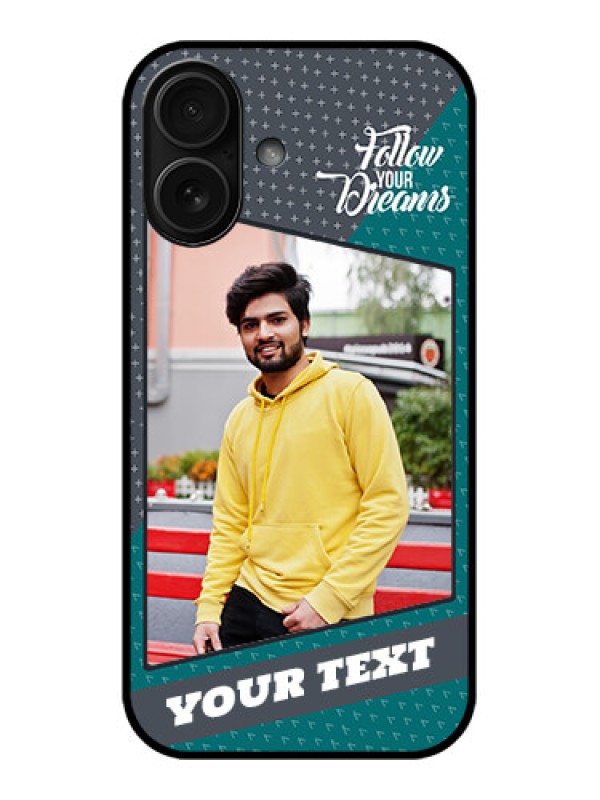 Custom iPhone 16 Custom Metal Phone Case - Background Pattern Design With Quote