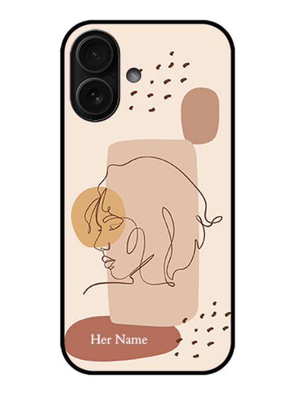 Custom iPhone 16 Custom Metal Phone Case - Calm Woman Line Art Design