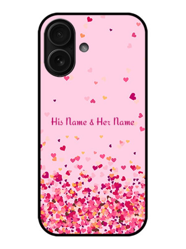 Custom iPhone 16 Custom Metal Phone Case - Floating Hearts Design