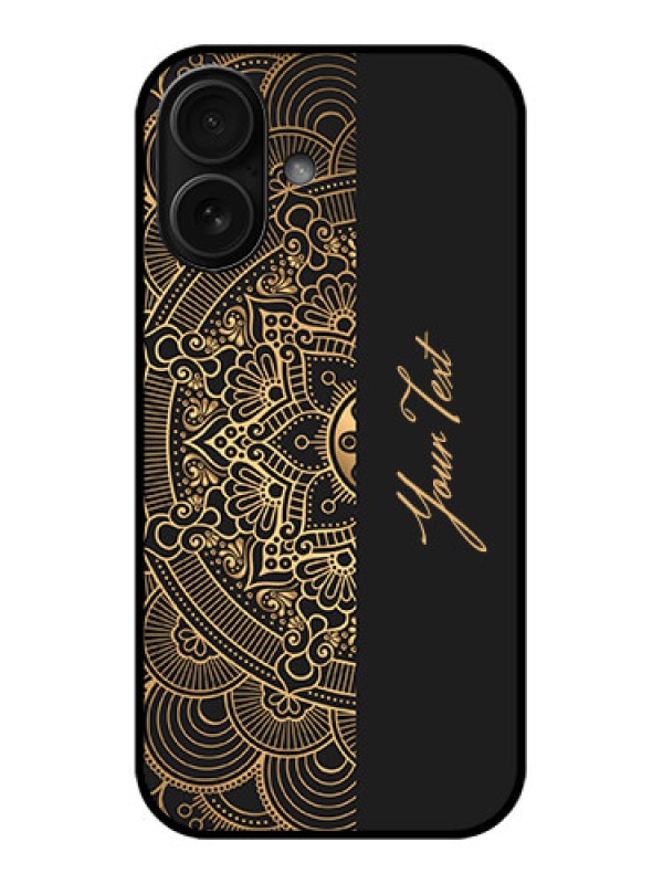 Custom iPhone 16 Custom Metal Phone Case - Mandala Art With Custom Text Design