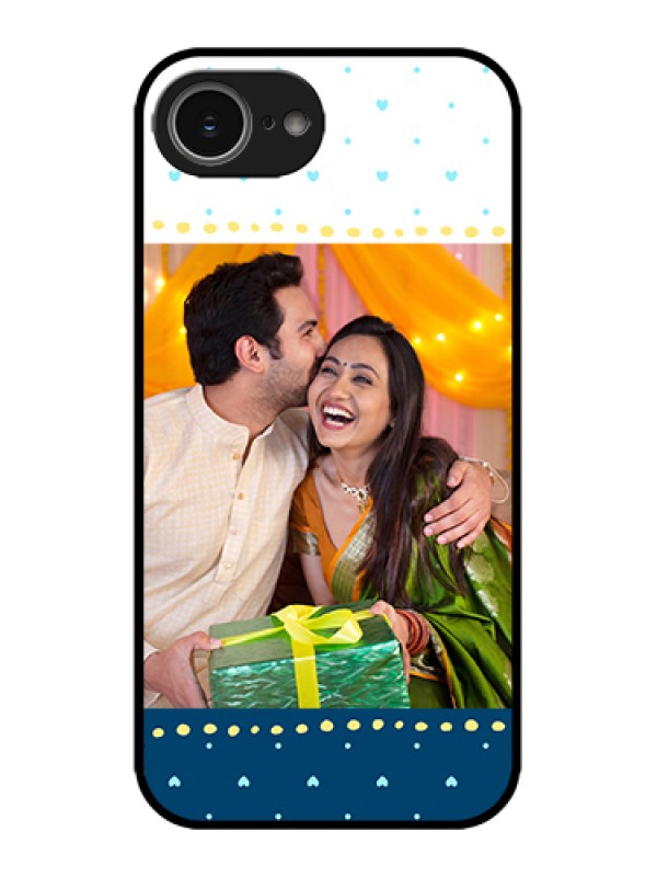 Custom Apple iPhone 16e Custom Metal Phone Case - White And Blue Abstract Design