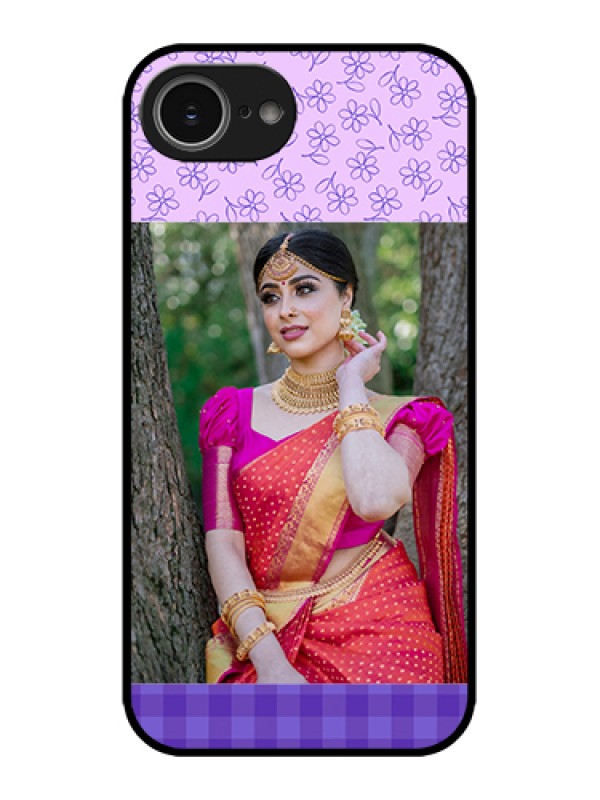 Custom Apple iPhone 16e Custom Metal Phone Case - Purple Floral Design