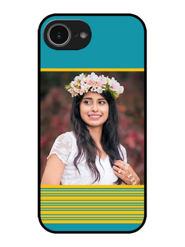 Custom Apple iPhone 16e Custom Metal Phone Case - Yellow & Blue Design