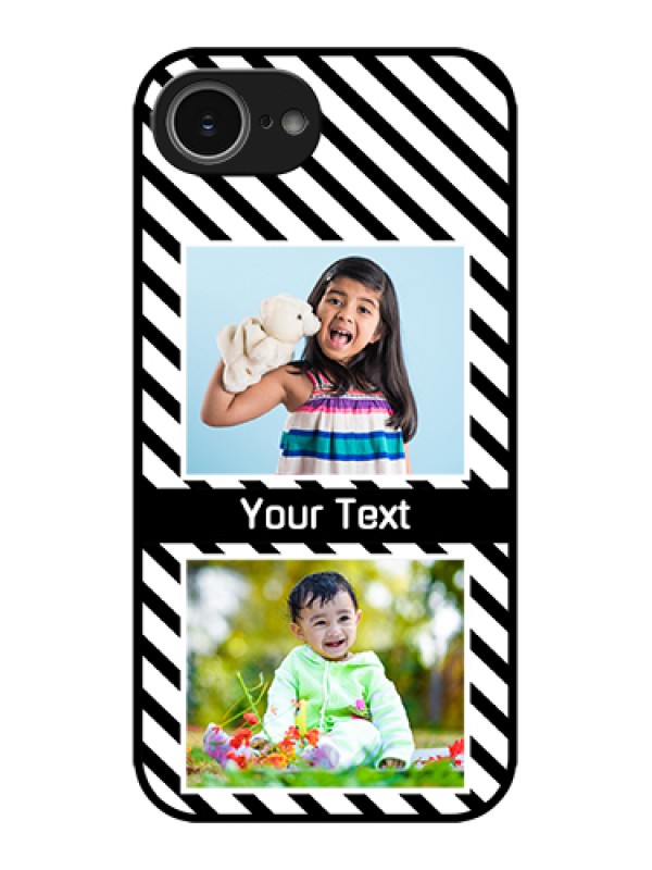 Custom Apple iPhone 16e Custom Metal Phone Case - Black And White Stripes Design